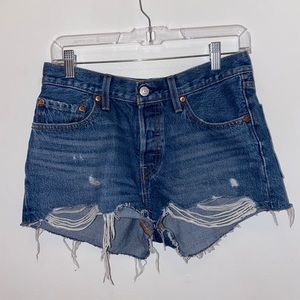 Distressed Levi Denim Shorts